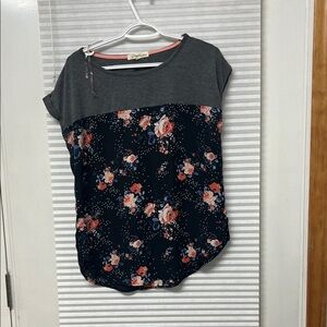 Papermoon Charcoal and Floral Short Sleeve Tee